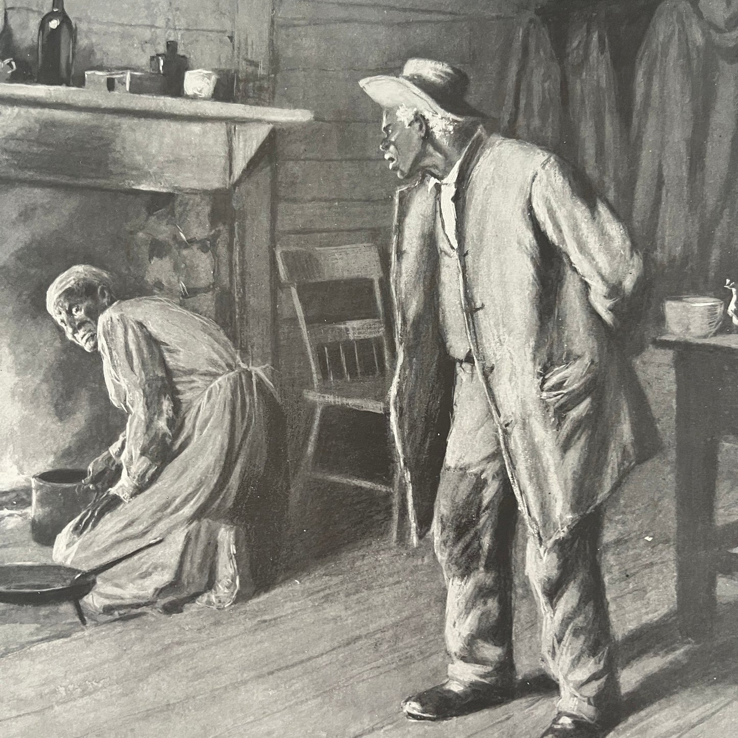 By-Gone Days - Elderly African Americans Scene - 1904 A.B. Frost Art Print V26-4