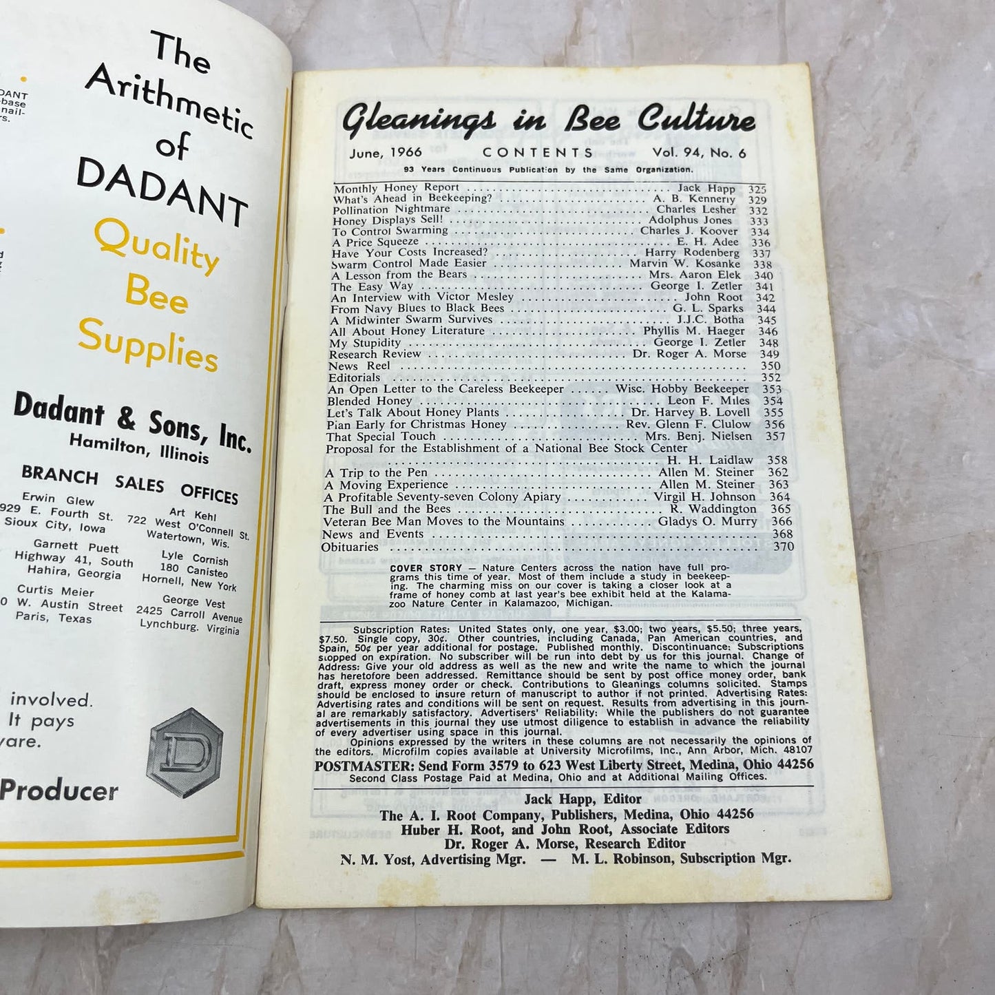 1966 June Gleanings in Bee Culture Magazine Bees Beekeeping Honey TD7