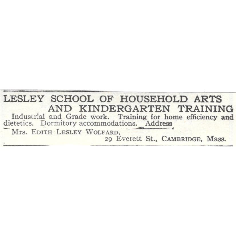 Edith Lesley Wolfard School of Household Arts & Kindergarten c1918 Ad AE5-SA11