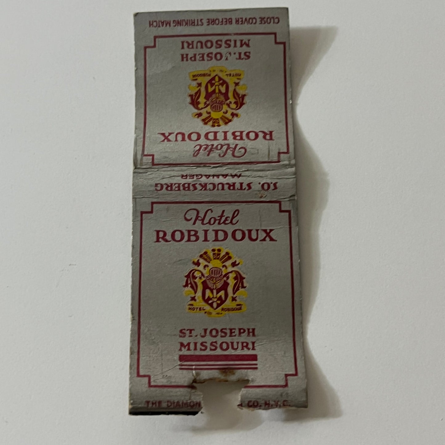 Hotel Robidoux St. Joseph MO Vintage Matchbook TB6-MB2-11