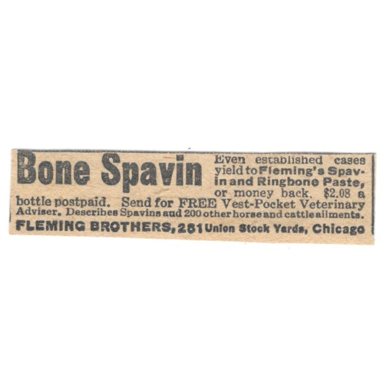 Bone Spavin Fleming Brothers Union Stock Yards Chicago IL 1920 Ad AG2-S9