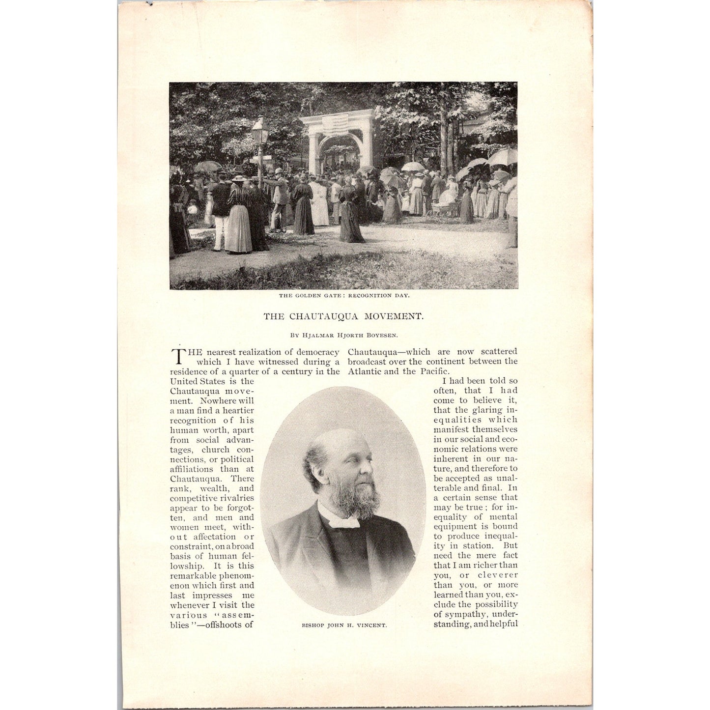 The Chautauqua Movement Hjalmar Hjorth Boyesen 6 Pages 1985 Article AH6-7
