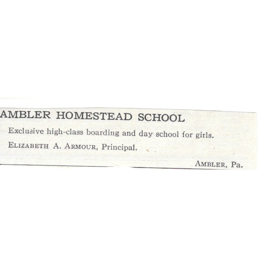 Ambler Homestead School Ambler PA Elizabeth A. Armour c1920 Harper's Ad AG4-S9