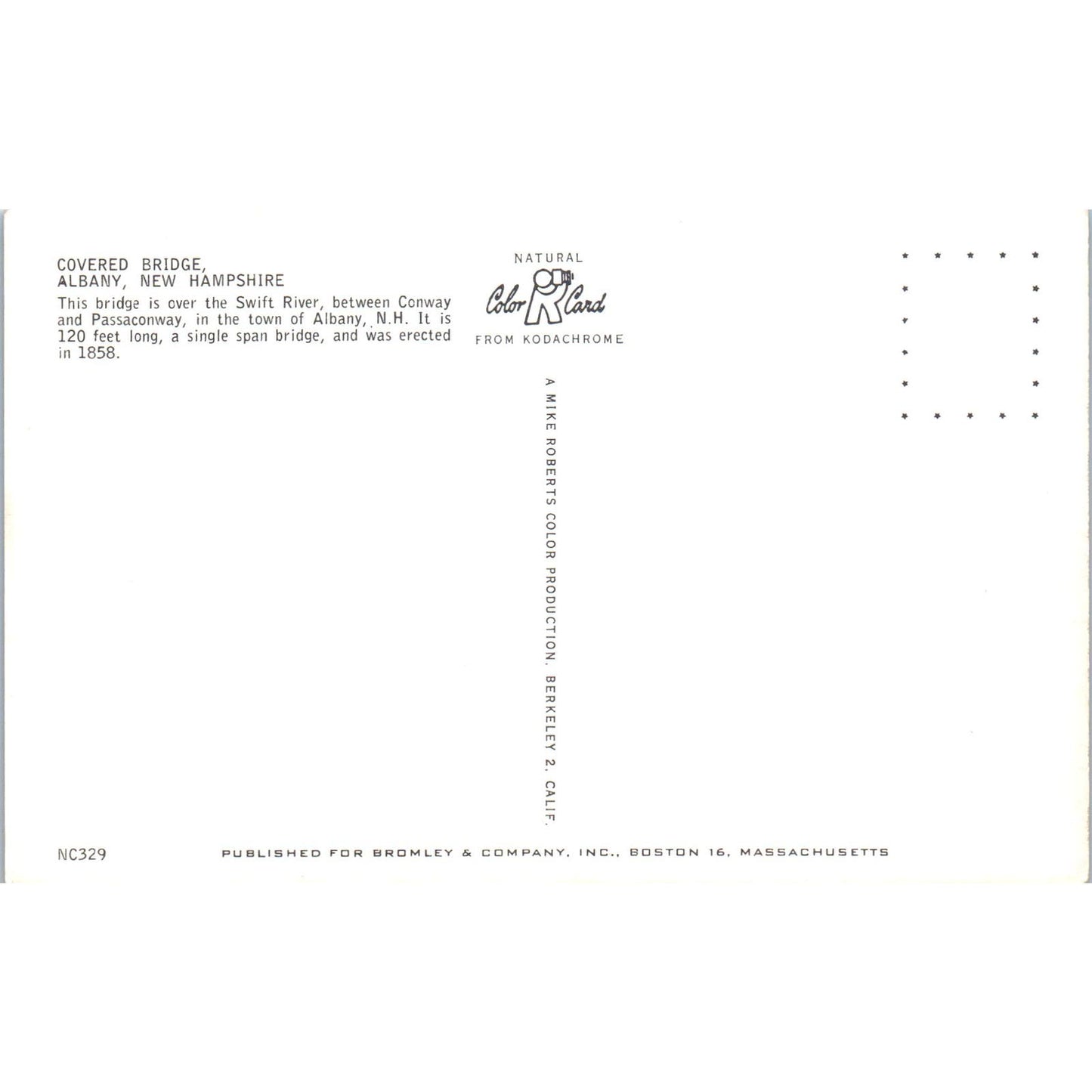 Covered Bridge at Albany NH Covered Bridge Postcard PC4