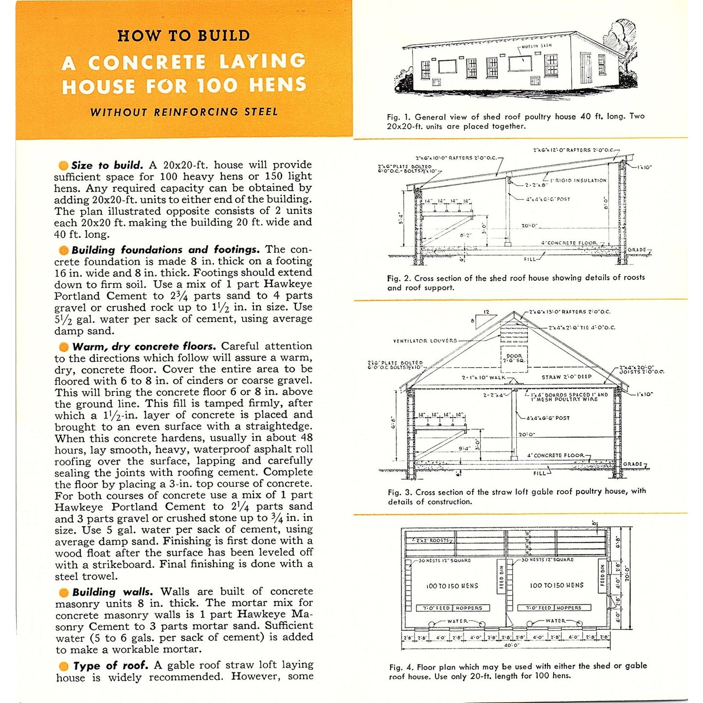 Concrete Poultry House Hawkeye Portland Cement IA Vintage Brochure AG5-H4
