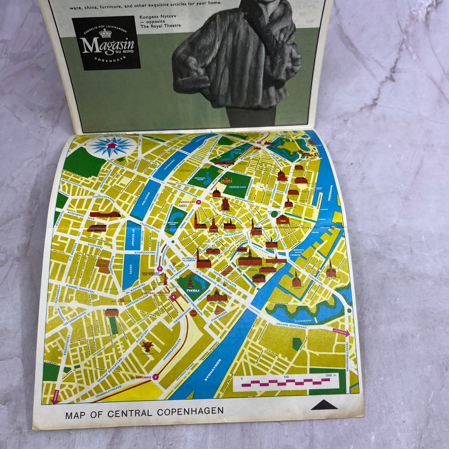 1963 Copenhagen Denmark Fold Out Map and Travel Guide ML1-7