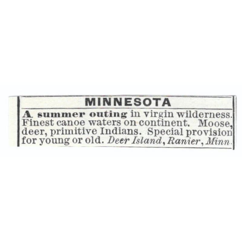 Summer Camp Deer Island Ranier MN c1918 Original Advertisement AE5-SV5