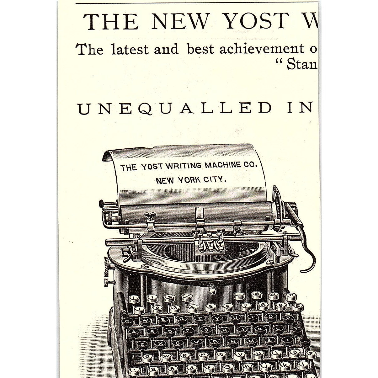 Caligraph - The American Writing Machine Co Hartford CT 1892 Ad AG2-M10