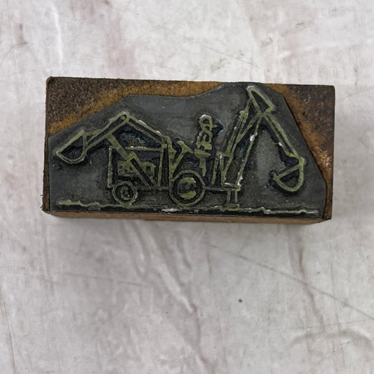 Retro Backhoe Digger Vintage Letterpress Printers Block Plate SB8