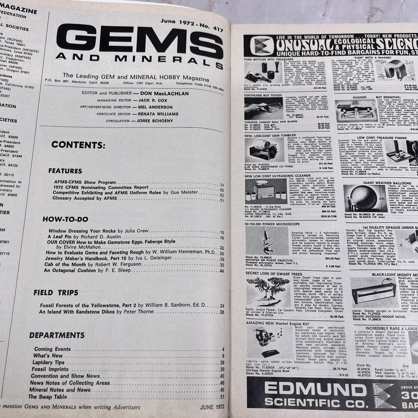 Fantasy of Gems Anaheim Ca Program Issue - Rock & Gem Magazine - Jun 1972 M24