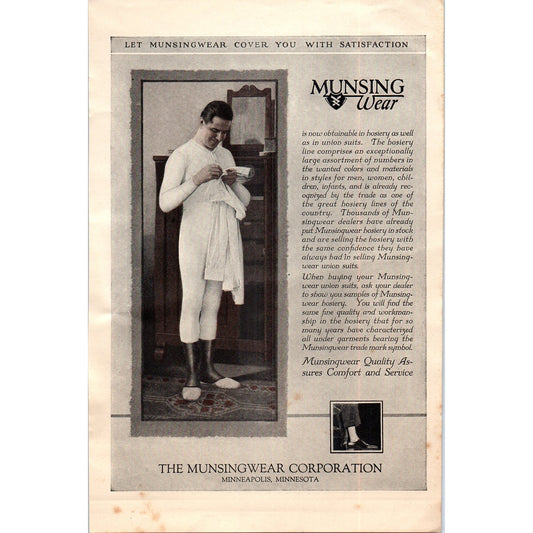 Union Suits The Munsingwear Corporation Minneapolis MN 1924 Magazine ad D23