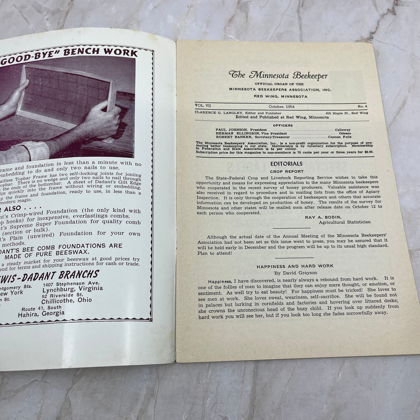 1954 Oct The Minnesota Beekeeper Magazine Red Wing MN Beekeepers Association TD5