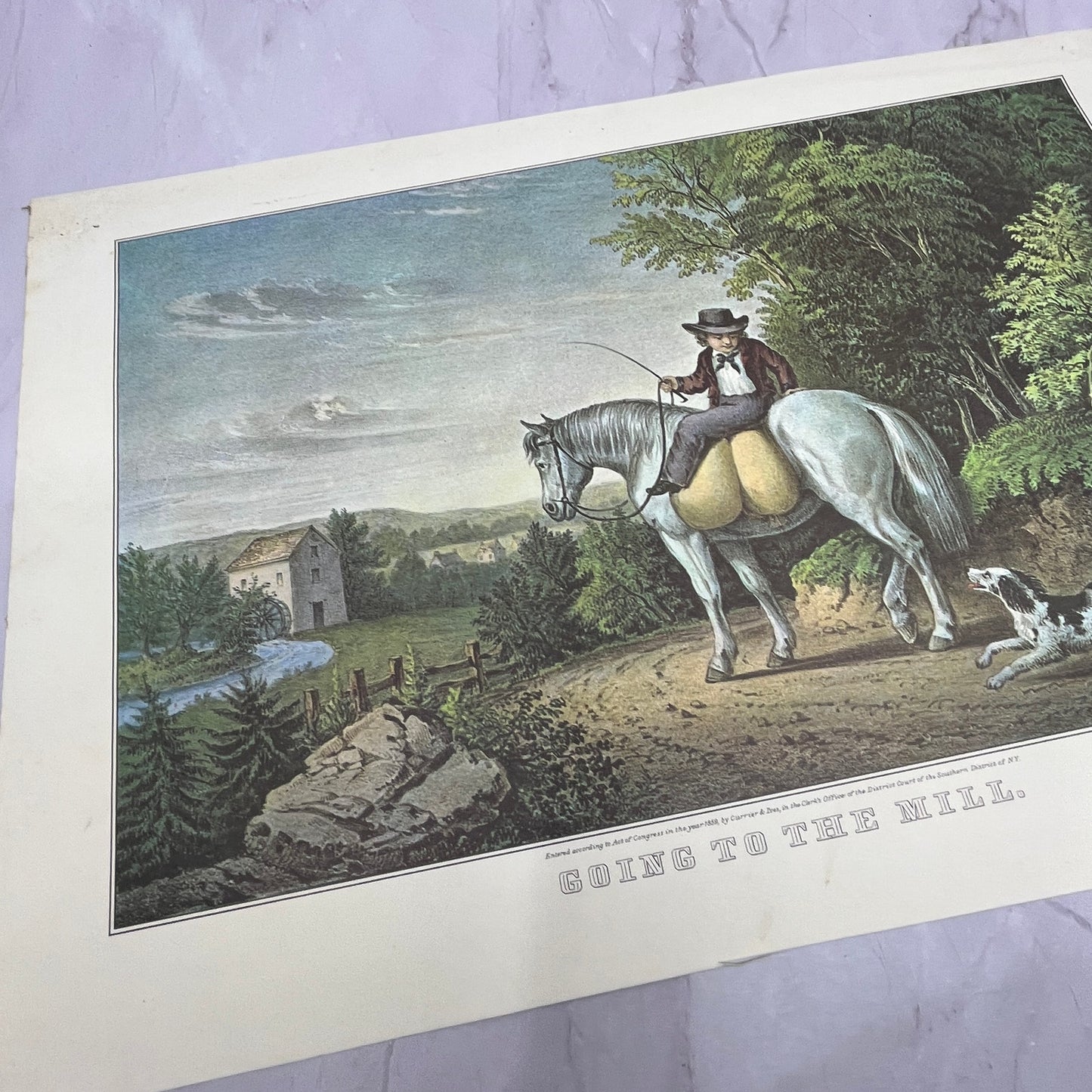 Going to the Mill Currier & Ives Vintage 11x16" Art Print V21