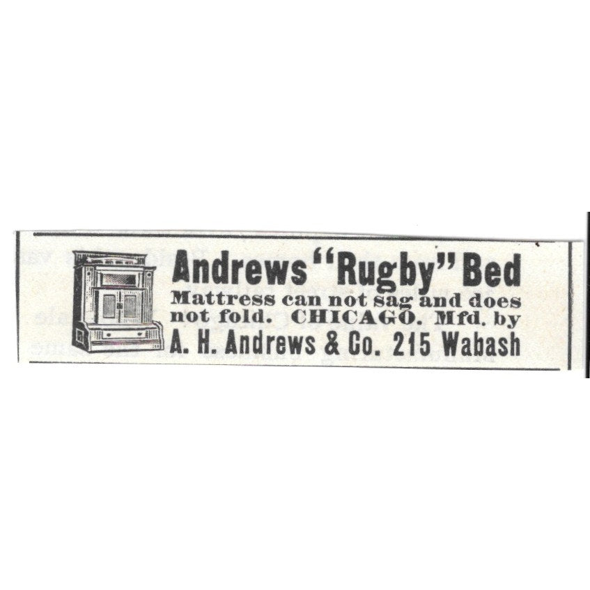 Andrews Rugby Bed A.H. Andrews & Co Chicago 1892 Ad AG2-S23