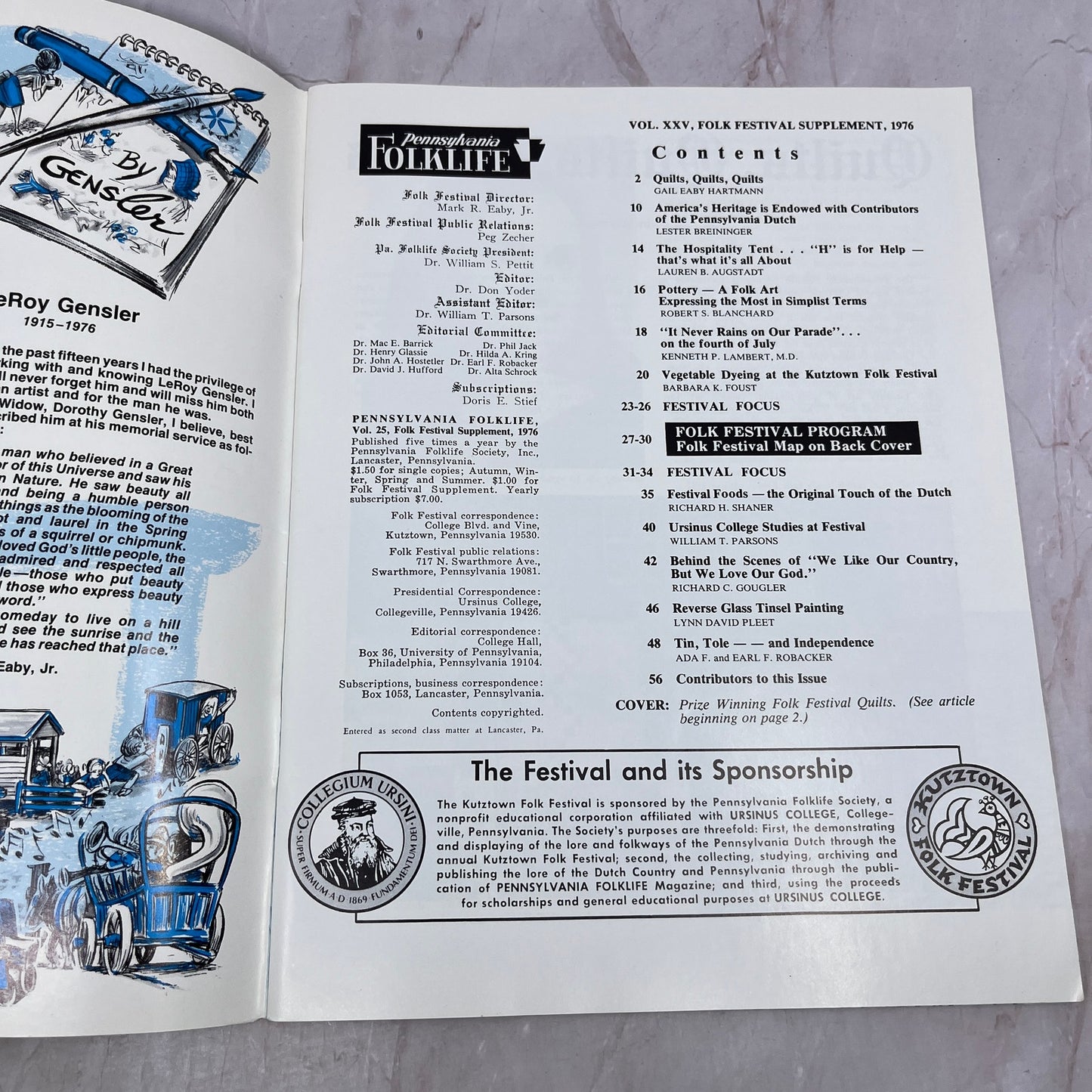 1976 Pennsylvania Folklife Folk-Festival-Issue Quilting Contest TH9-LX1