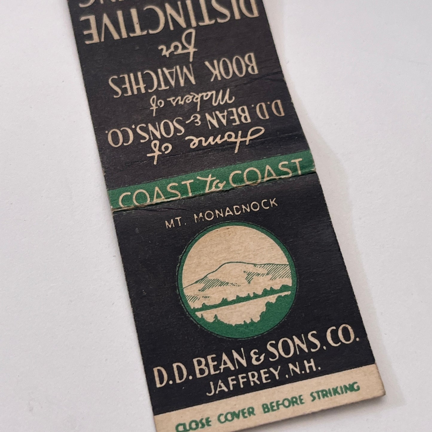Mt. Monadnock D.D. Bean & Sons Jaffrey NH Vintage Matchbook Cover TB8-MB-11