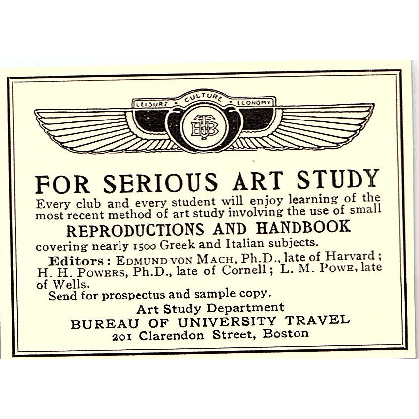 Art Study Reproductions Bureau of University Travel Boston - 1904 Ad AF5-1