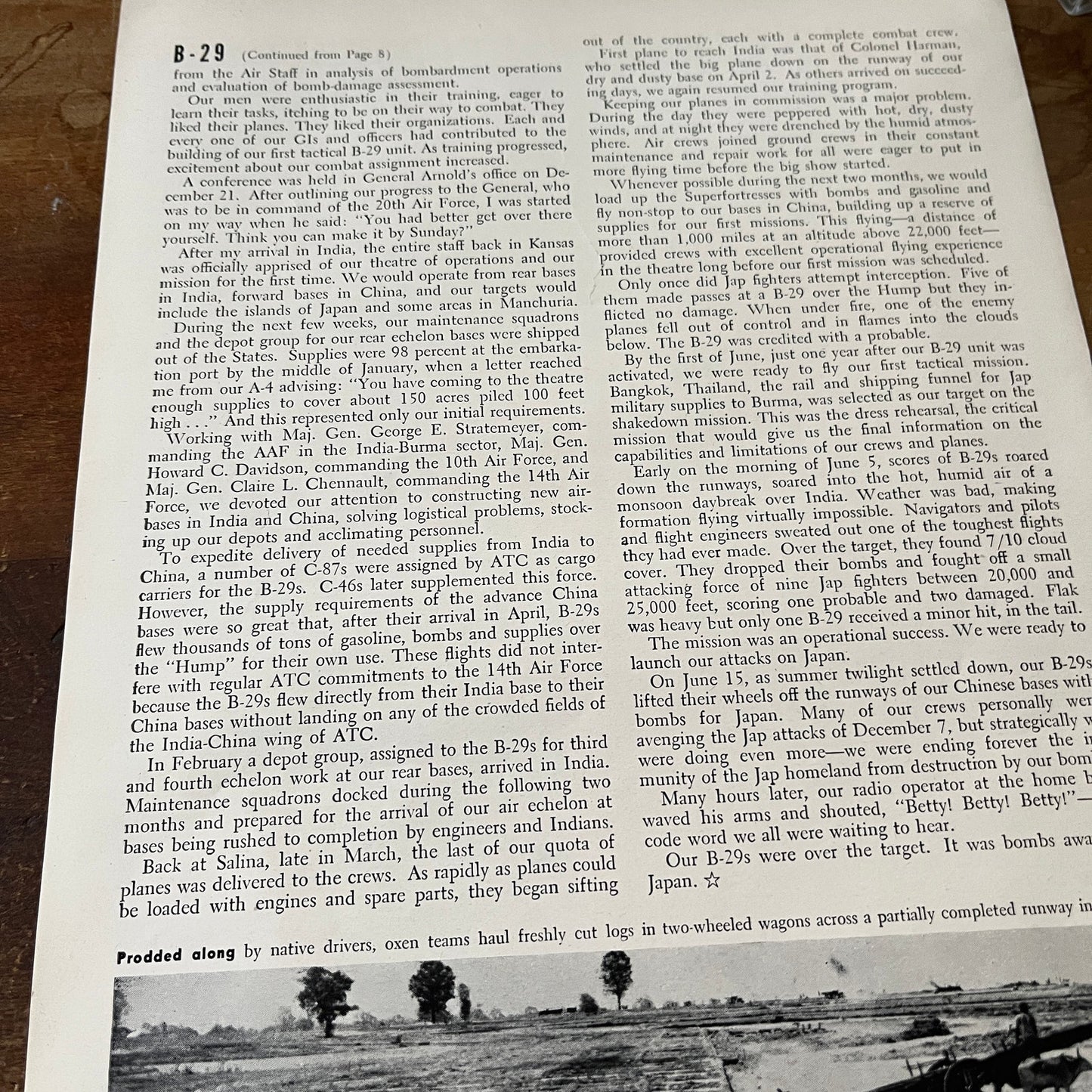 The Men of the B-29's Brig Gen Kenneth B Wolfe 4 Pages 1944 WWII Article AG2-3