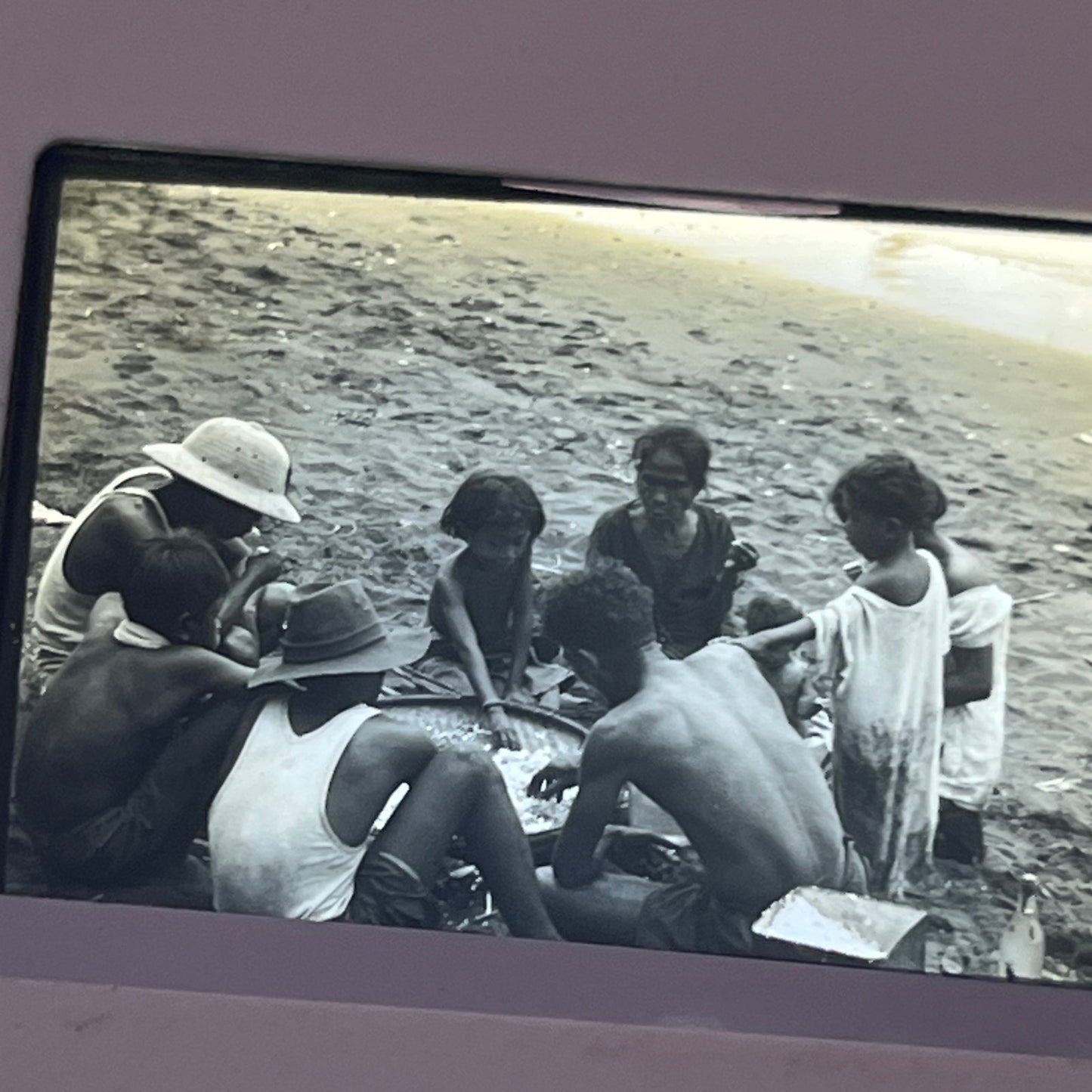 WWII 1945 - 12 Slides Natives Processing Sea Cow at Palawan Philippines TB8-SL1