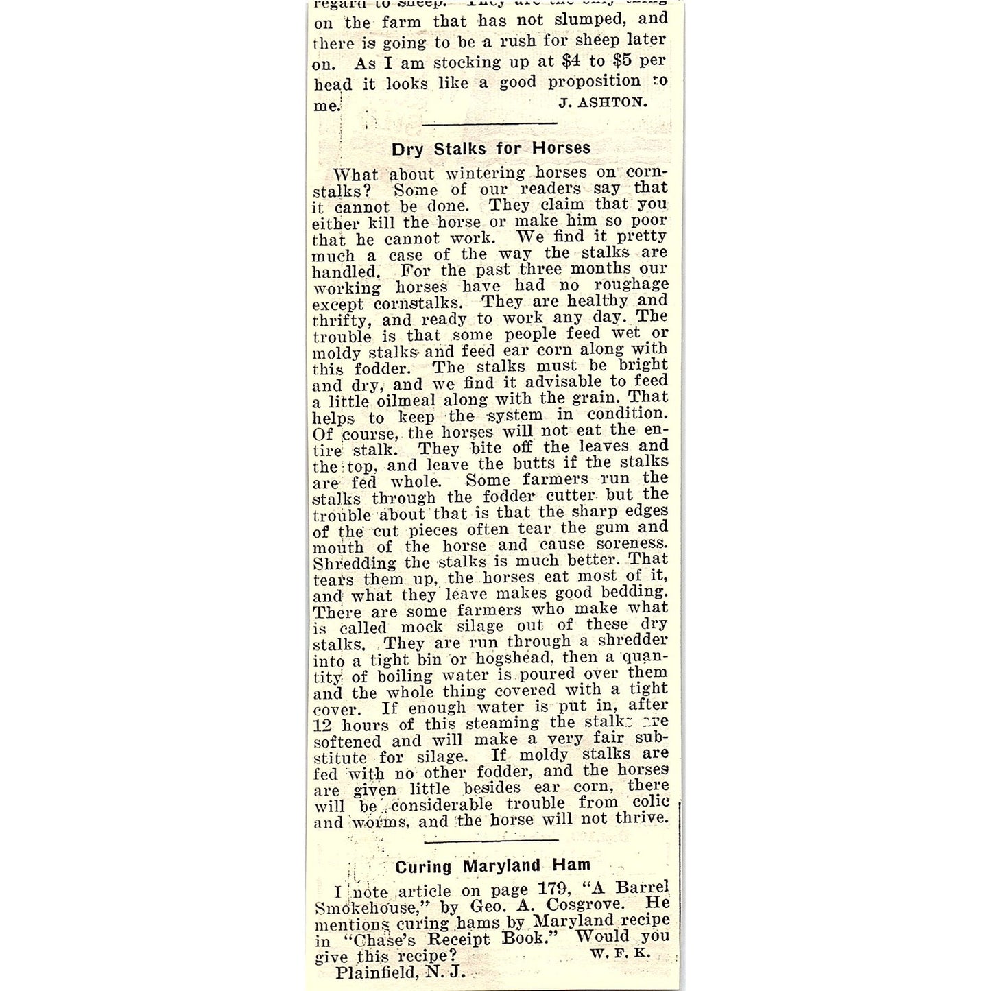 E.W. Ross Ensilage Cutter & Silo Co Springfield Ohio 1924 Ad AG3-H2