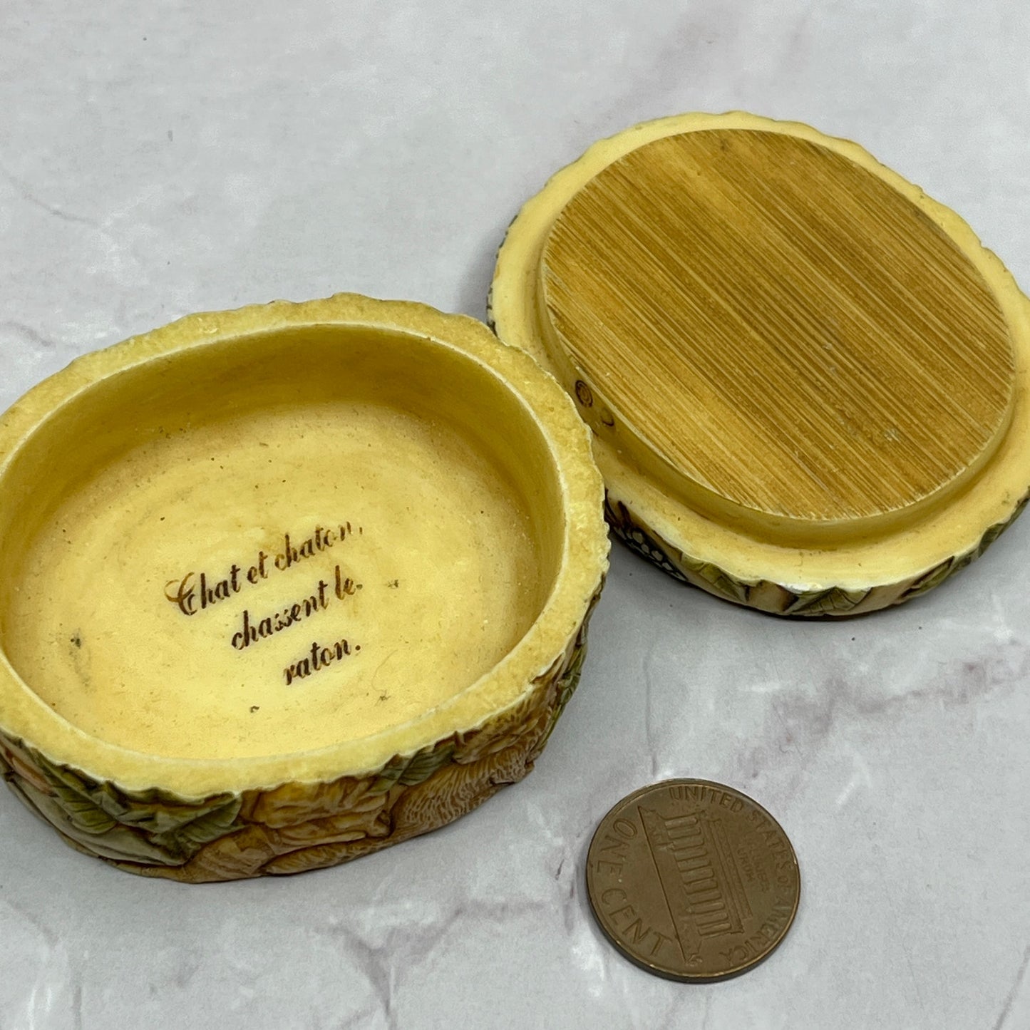 Vintage Harmony Kingdom Jardinia Kitten Capers Cat Trinket Box w/ Lid SC1