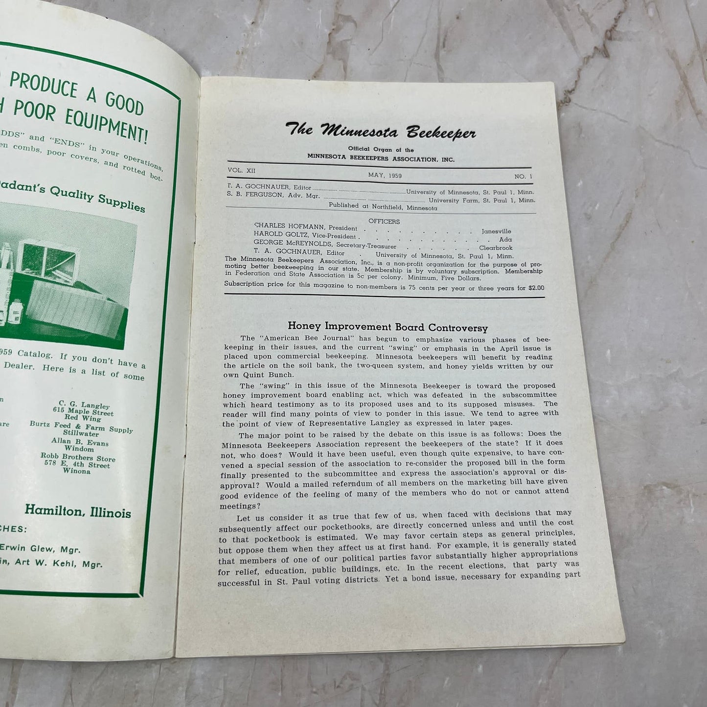 1959 May The Minnesota Beekeeper Magazine Red Wing MN Beekeepers Association TD5