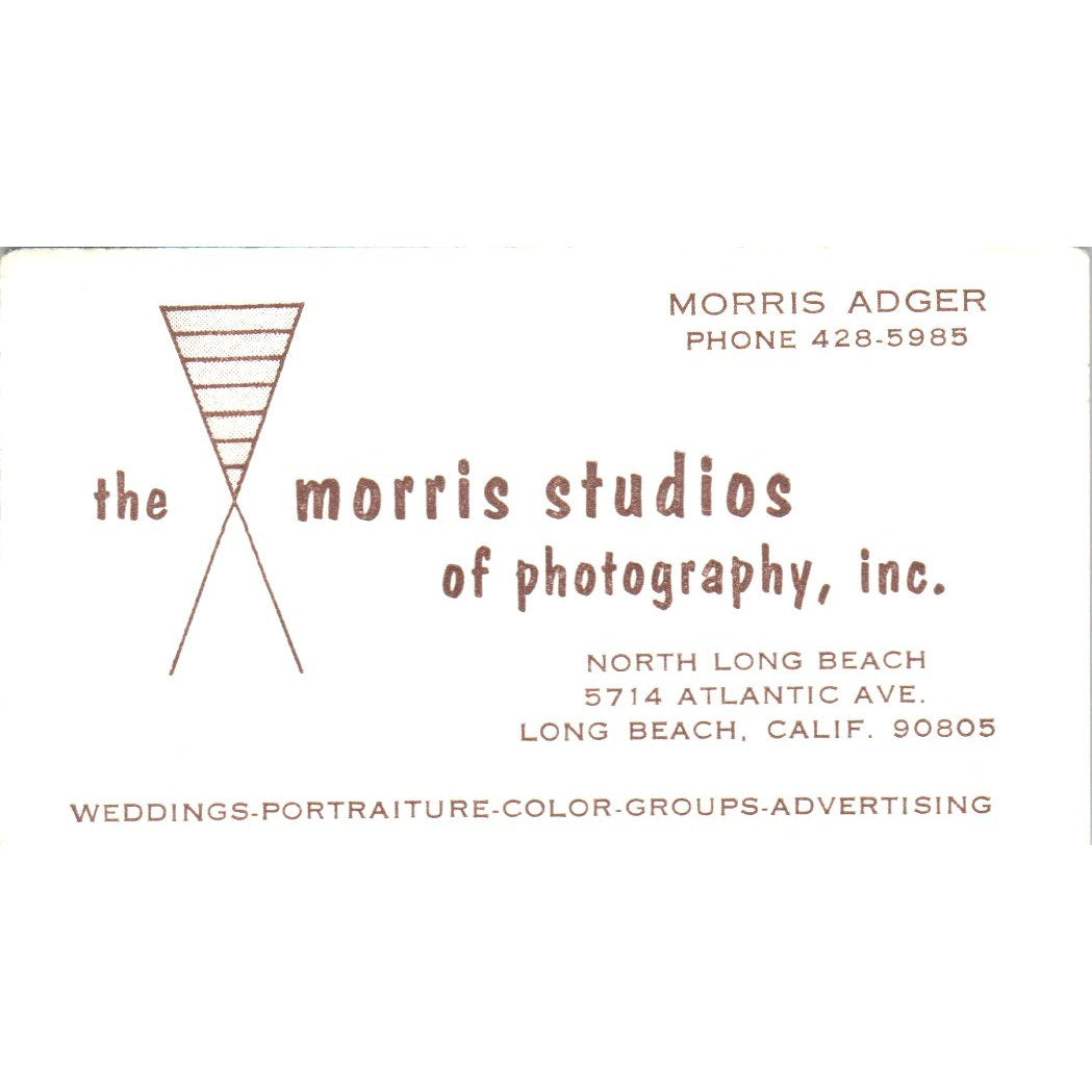 The Morris Studios of Photography Long Beach Morris Adger Business Card SD8-B18
