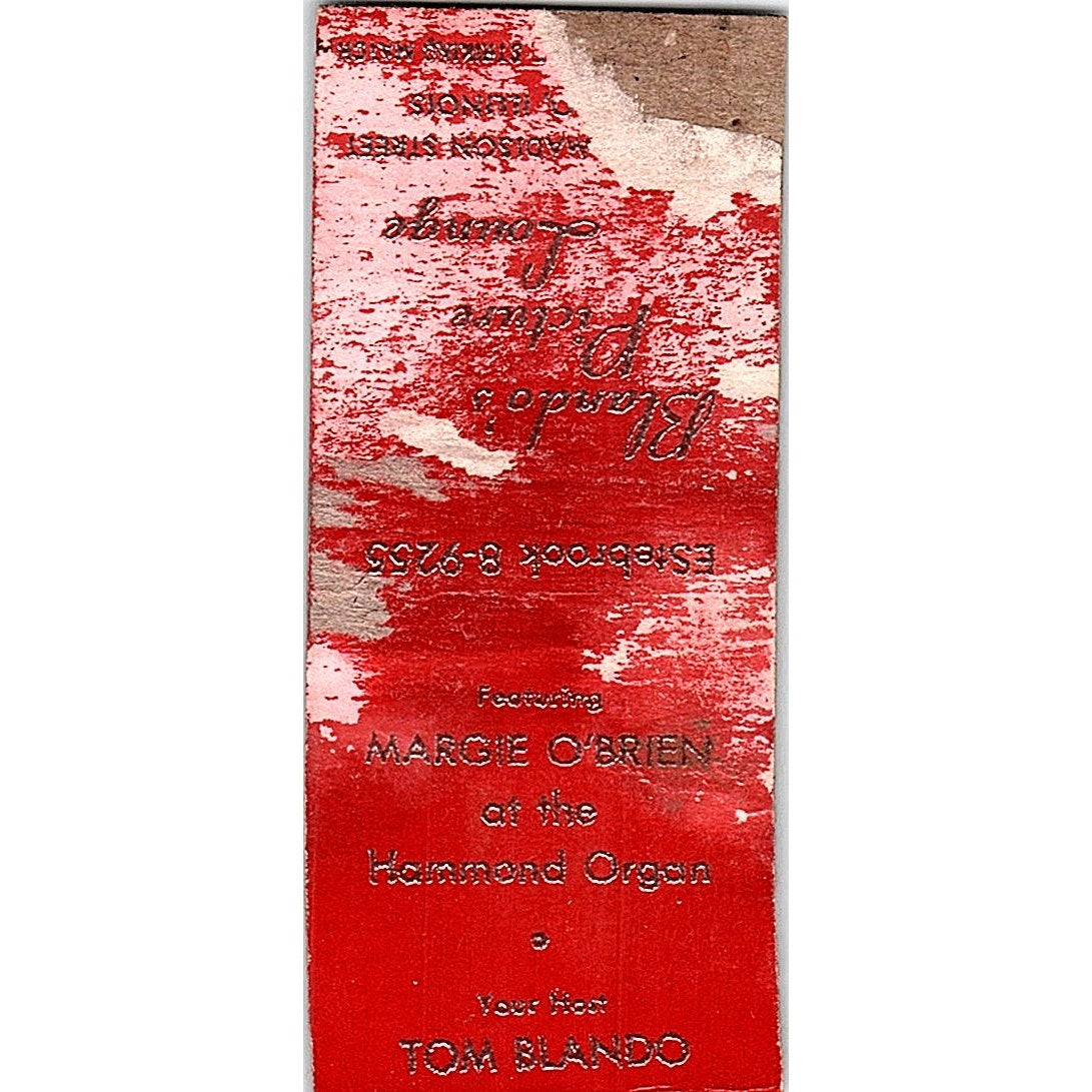 Tom Blando's Picture Lounge Chicago Margie O'Brien Organ Matchbook Cover SF3-Y8