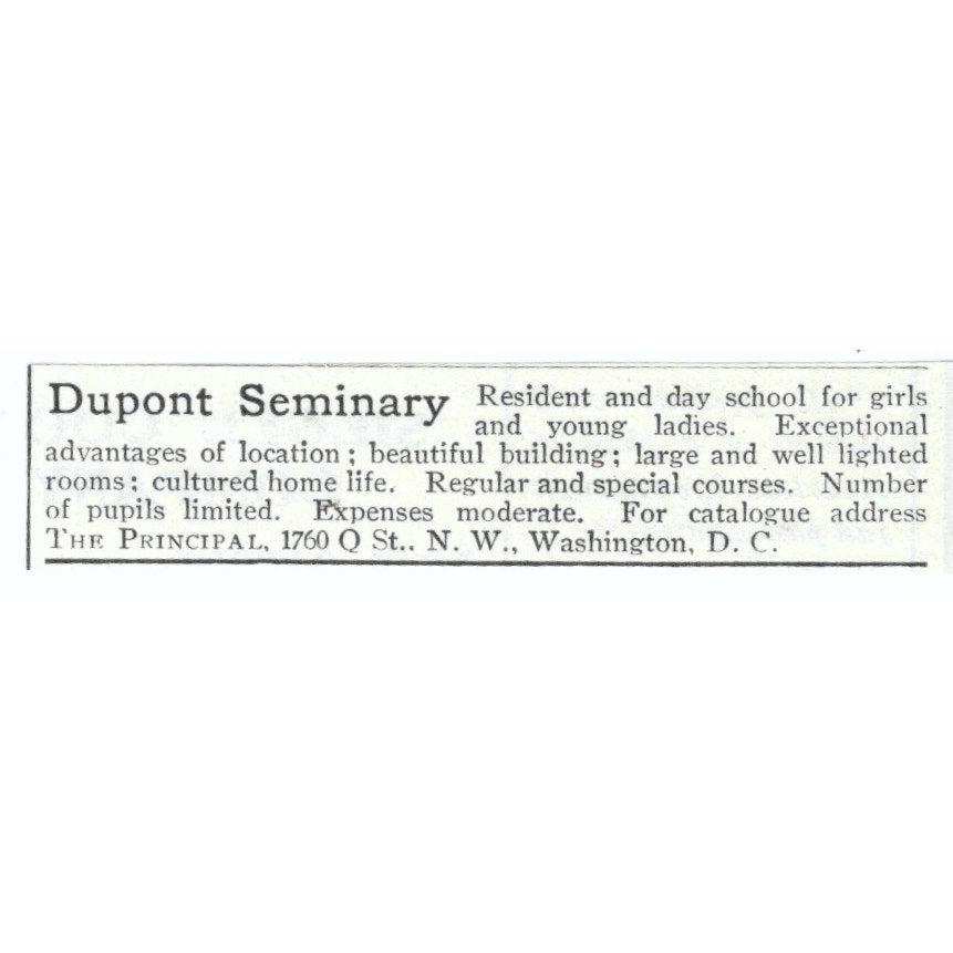 Dupont Seminary for Girls Washington DC 1903 Magazine Ad AF7-SS1