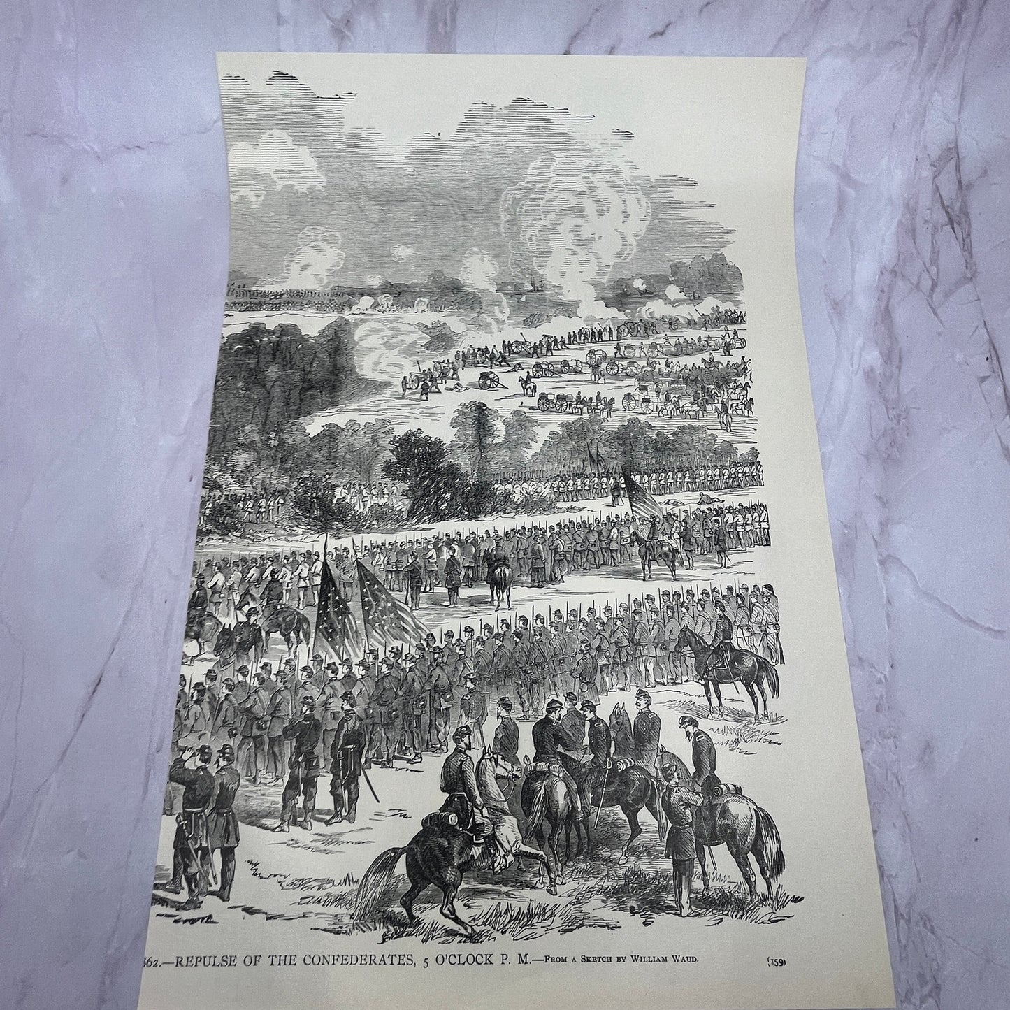 Burning Railway Stations, Warehouses & Supplies at Corinth 1890s Engraving V14-6