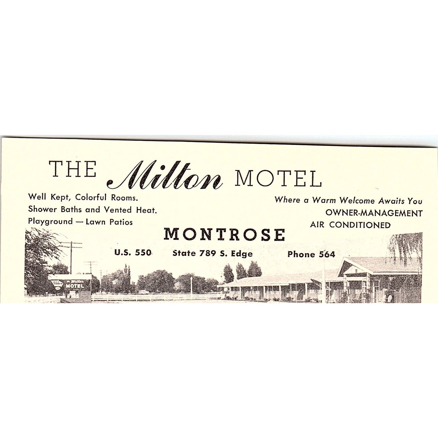 The Milton Motel Montrose CO 1958 Ad AG1-M1