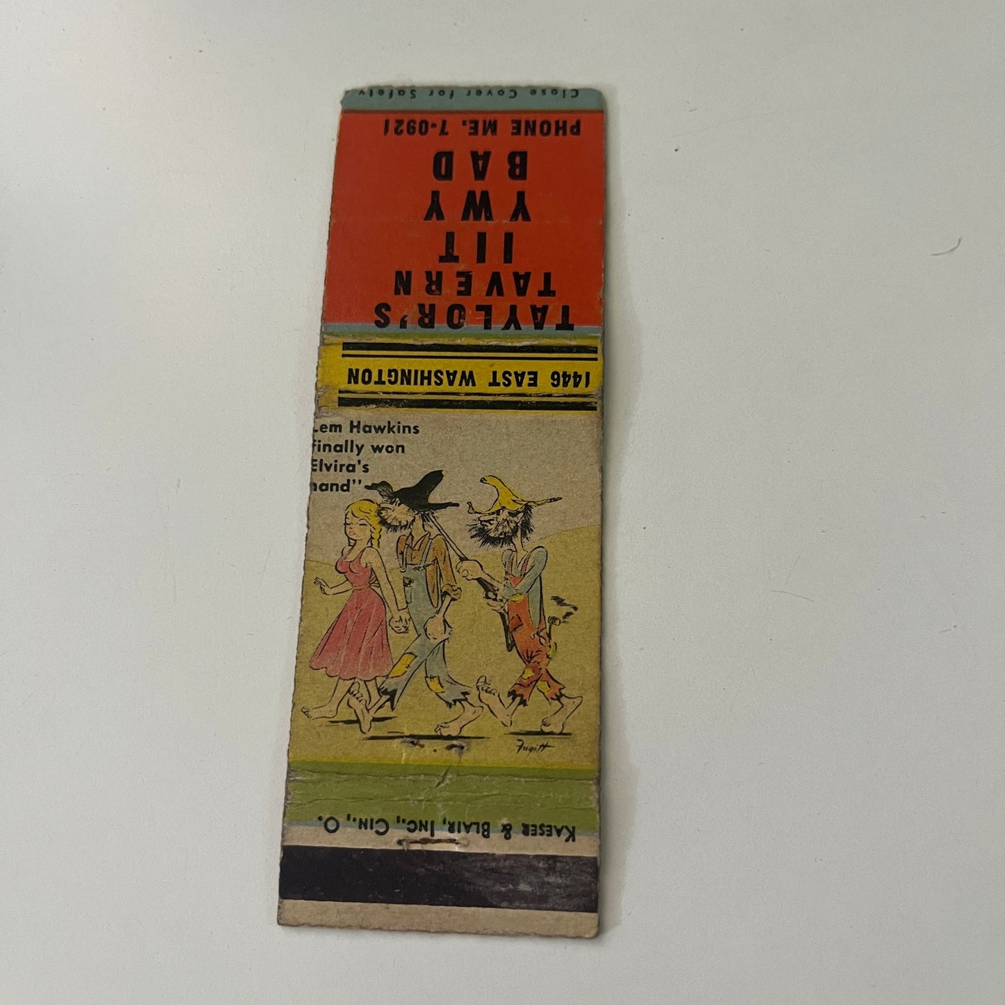 Taylor's Tavern 1446 E Washington Indianapolis Vintage Matchbook MB1-6
