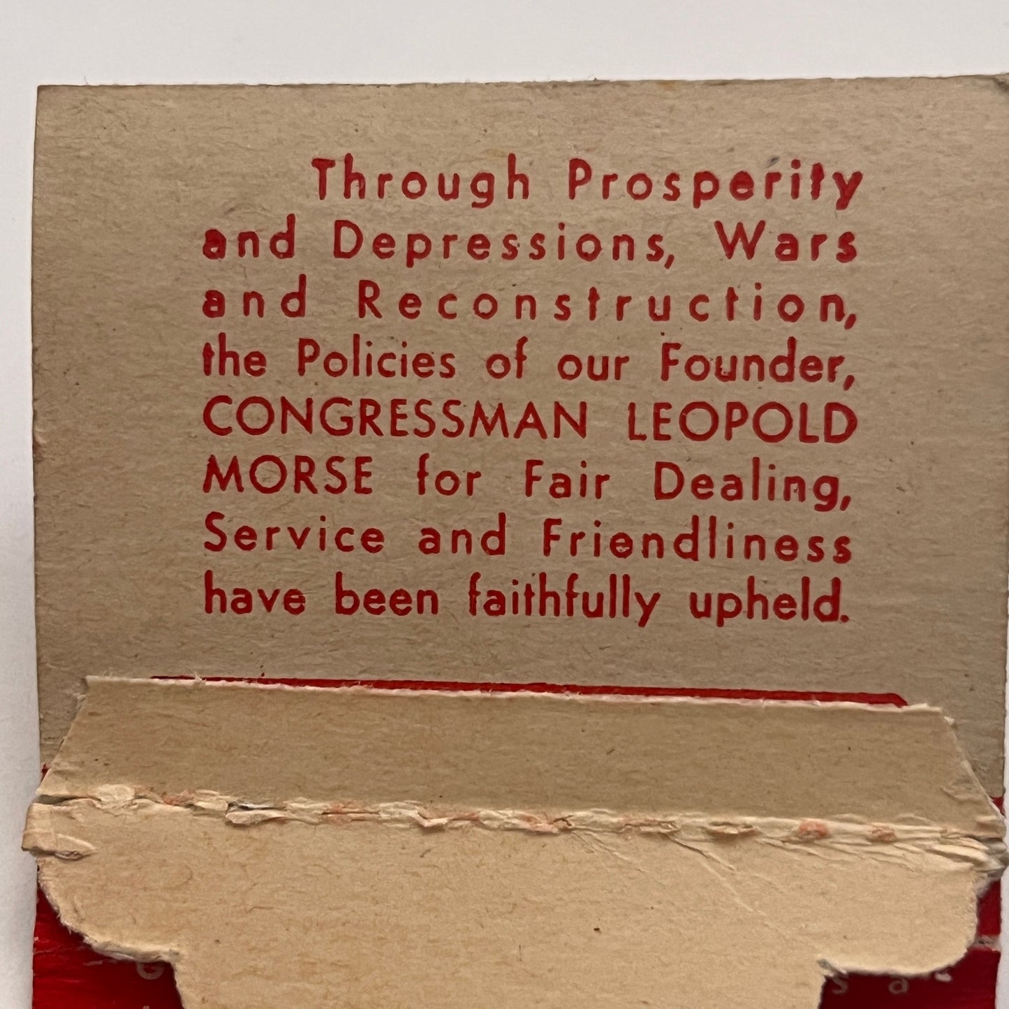 Leopold Morse Clothes Spirit of 76 Popup Hartford CT Matchbook Cover TB8-MB-2