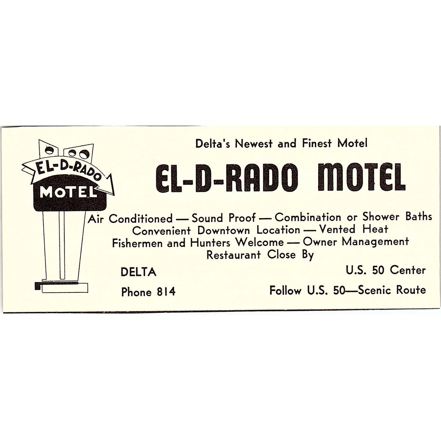 El-D-Rado Motel Delta CO 1958 Ad AG1-M4