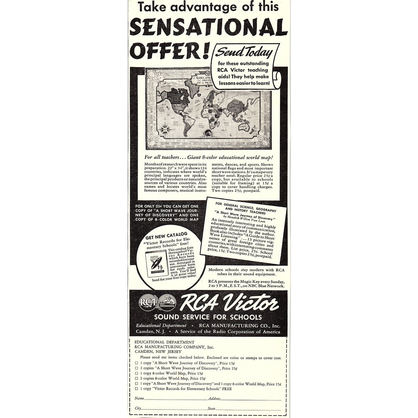 RCA Victor Sound Service For Schools Camden NJ 1938 Magazine Ad V26-4