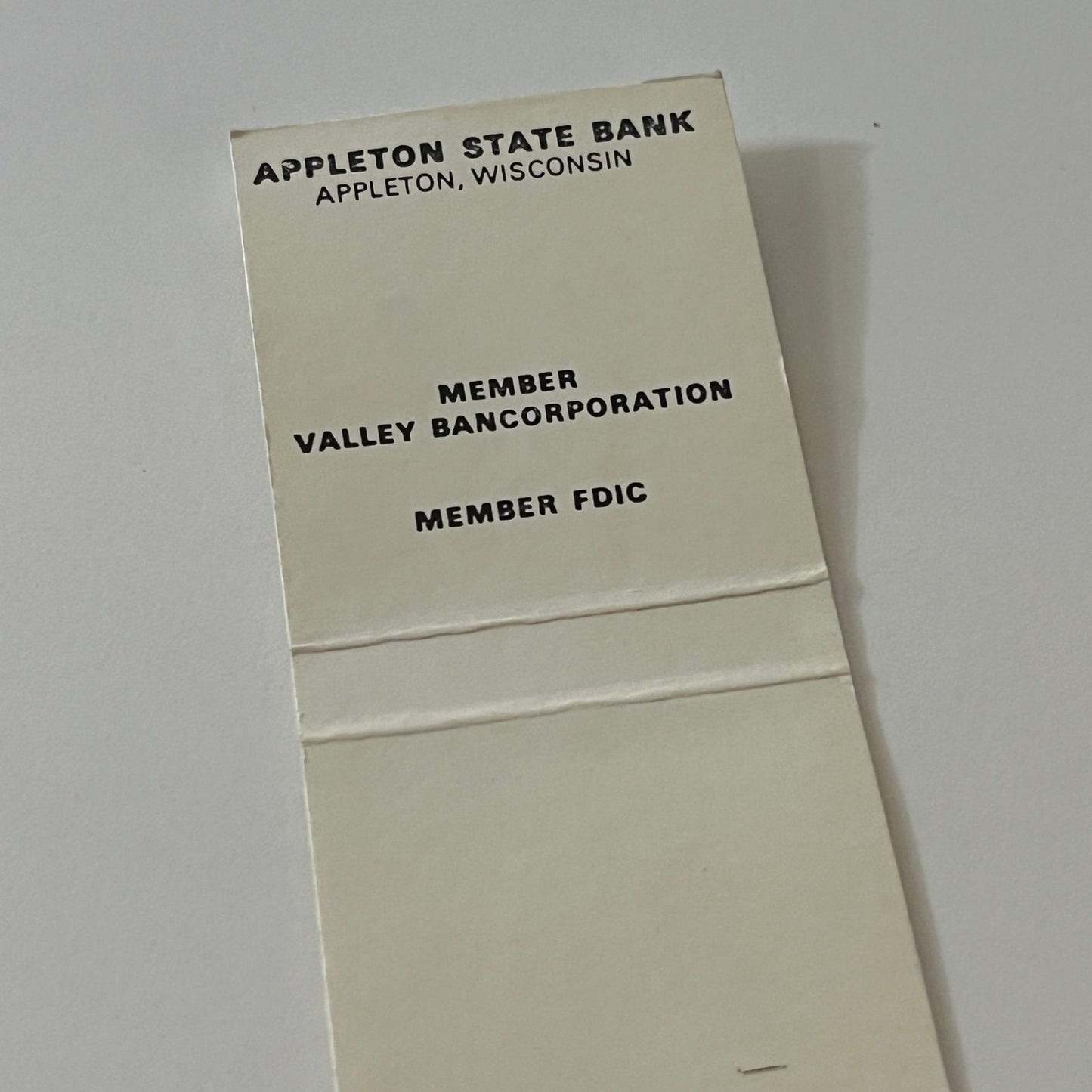 Appleton State Bank Appleton WI Vintage Matchbook Cover TB6-MB2-5