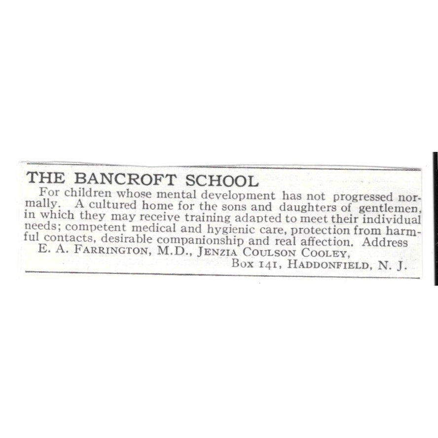 The Bancroft School Haddonfield NJ E.A. Farrington M.D. c1920 Harper's Ad AG4-S9