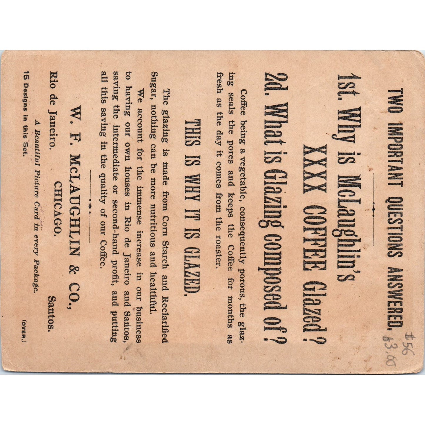 1880s Japanese Doctor McLaughlin's Coffee Large Victorian Trade Card AE9-LT
