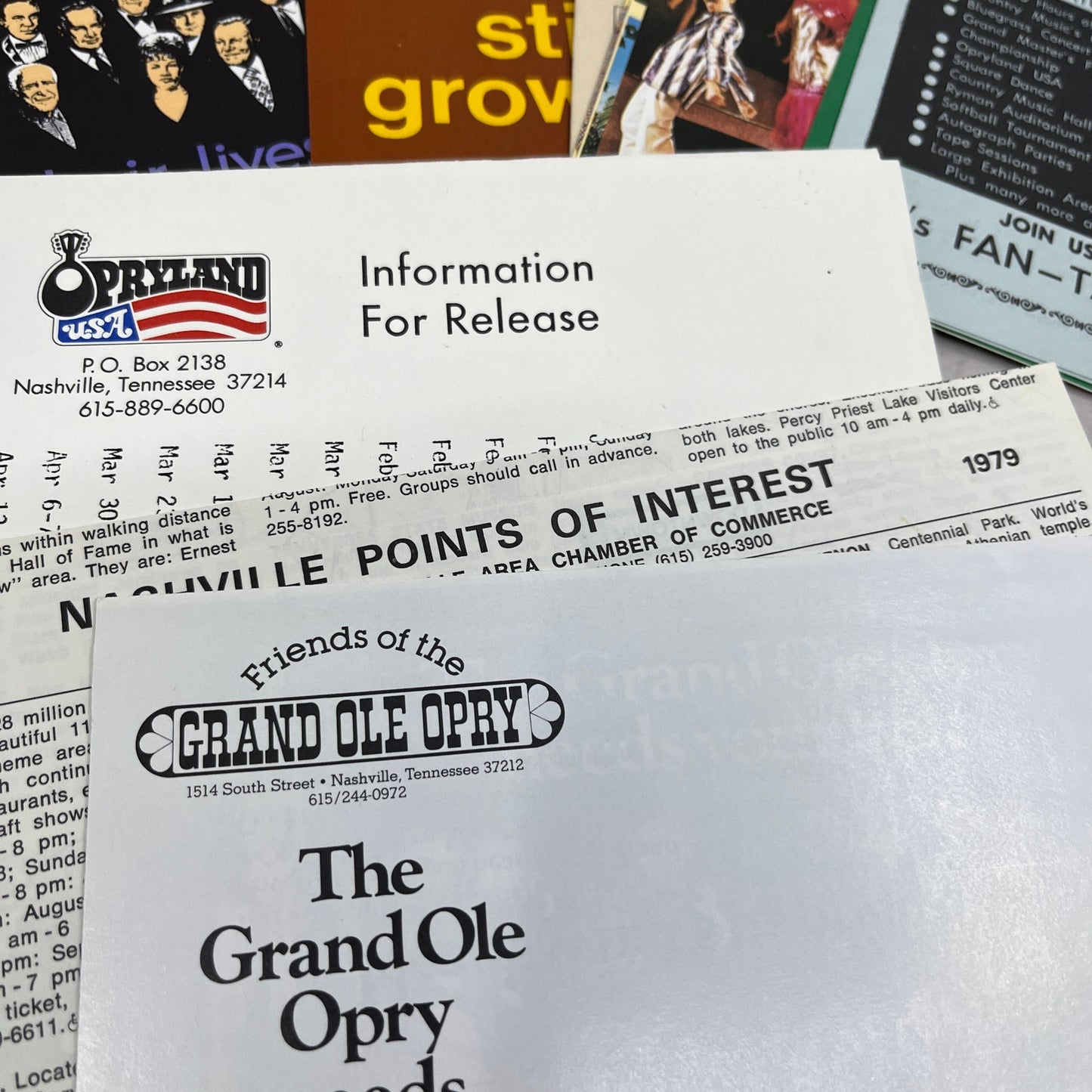 1979 Nashville Grand Ole Opry Tourist Travel Welcome Kit Tennessee TJ5-E1