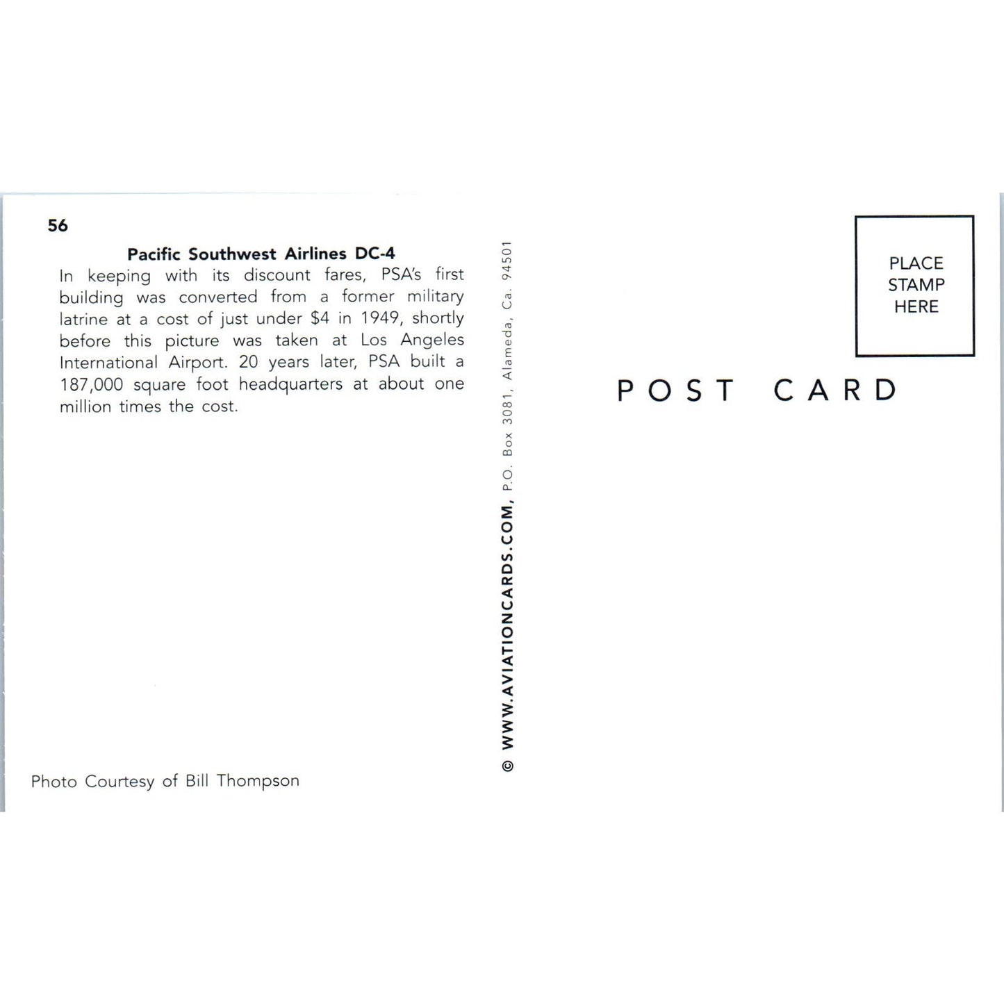 Pacific Southwest Airlines DC-4 Vintage Postcard PC18