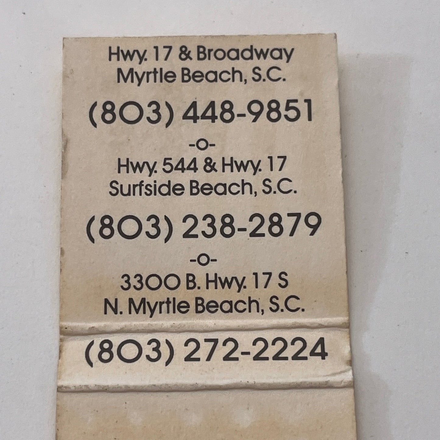 Mr. Sub Sandwiches Myrtle Beach SC Vintage Matchbook Cover TB8-MB-12