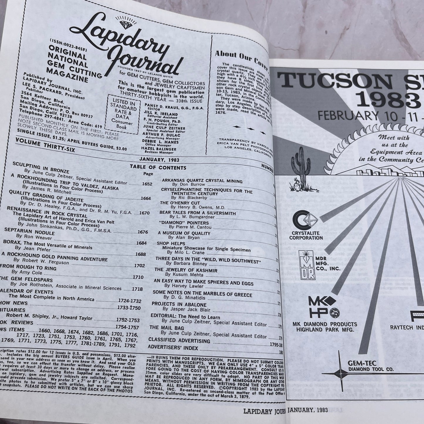 Quartz Crystal Candlesticks - Lapidary Journal Magazine - Jan 1983 M27