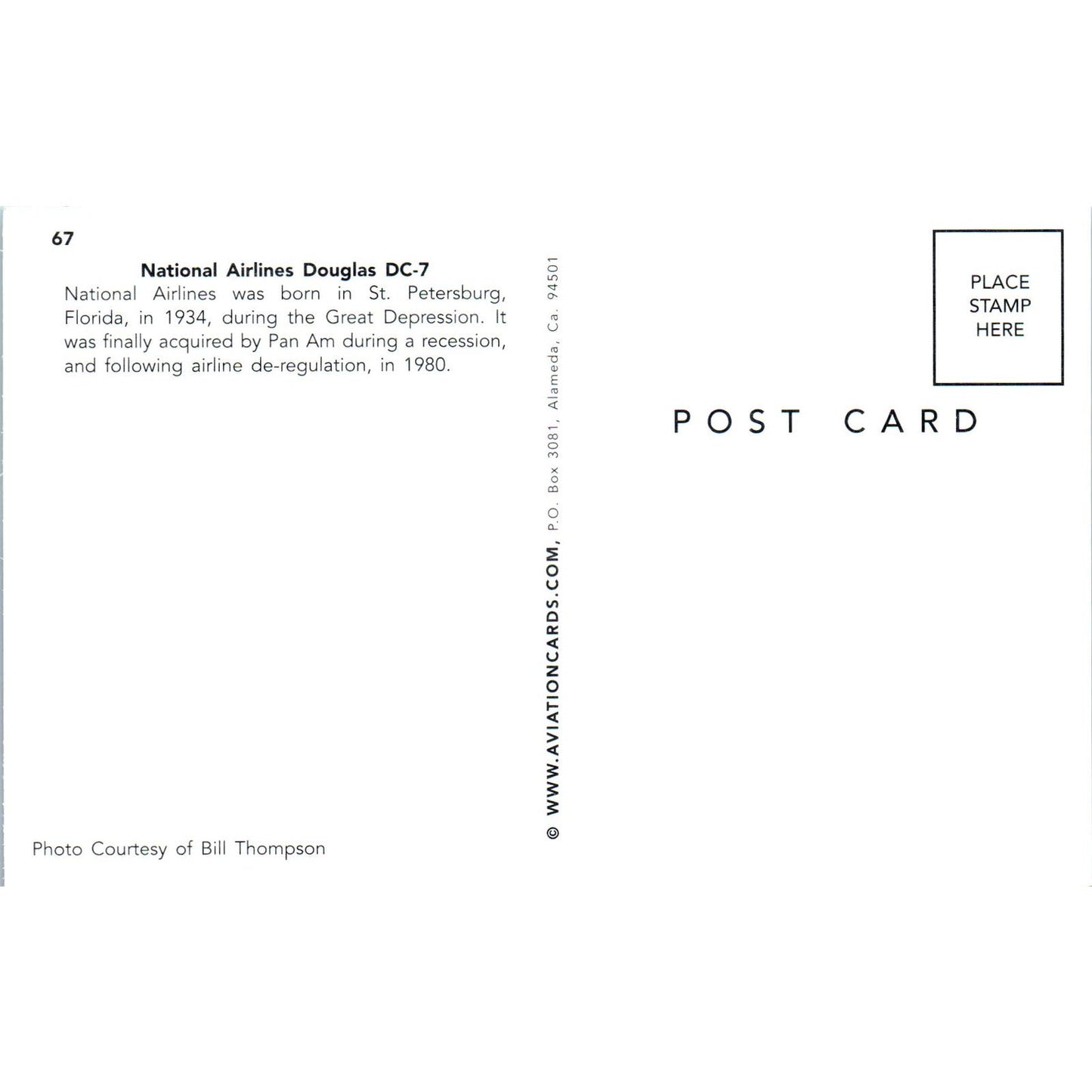 National Airlines Douglas DC-7 Vintage Postcard TG8-PC