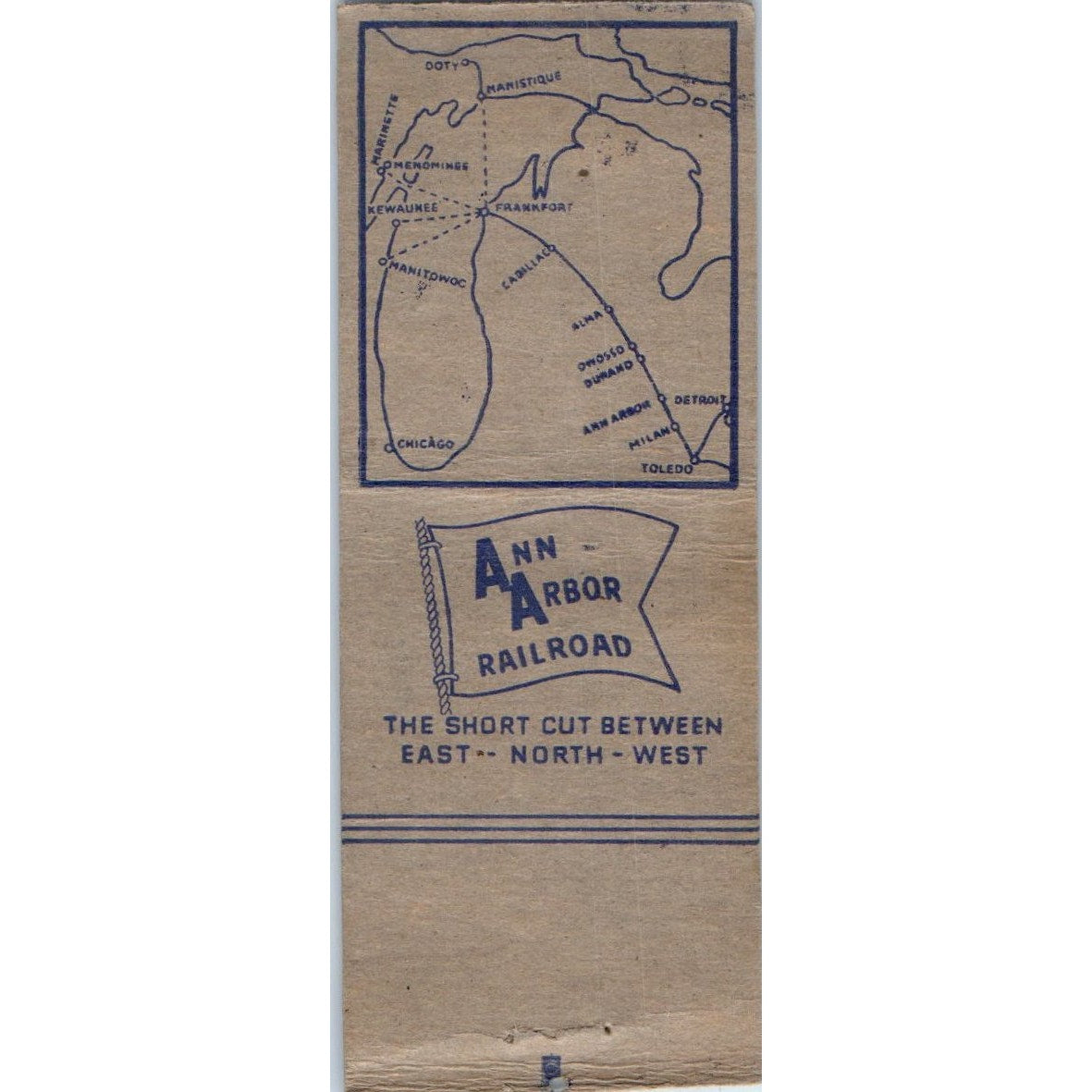 Ann Arbor Railroad Double A Service Vintage Matchbook Cover SF4-Y1