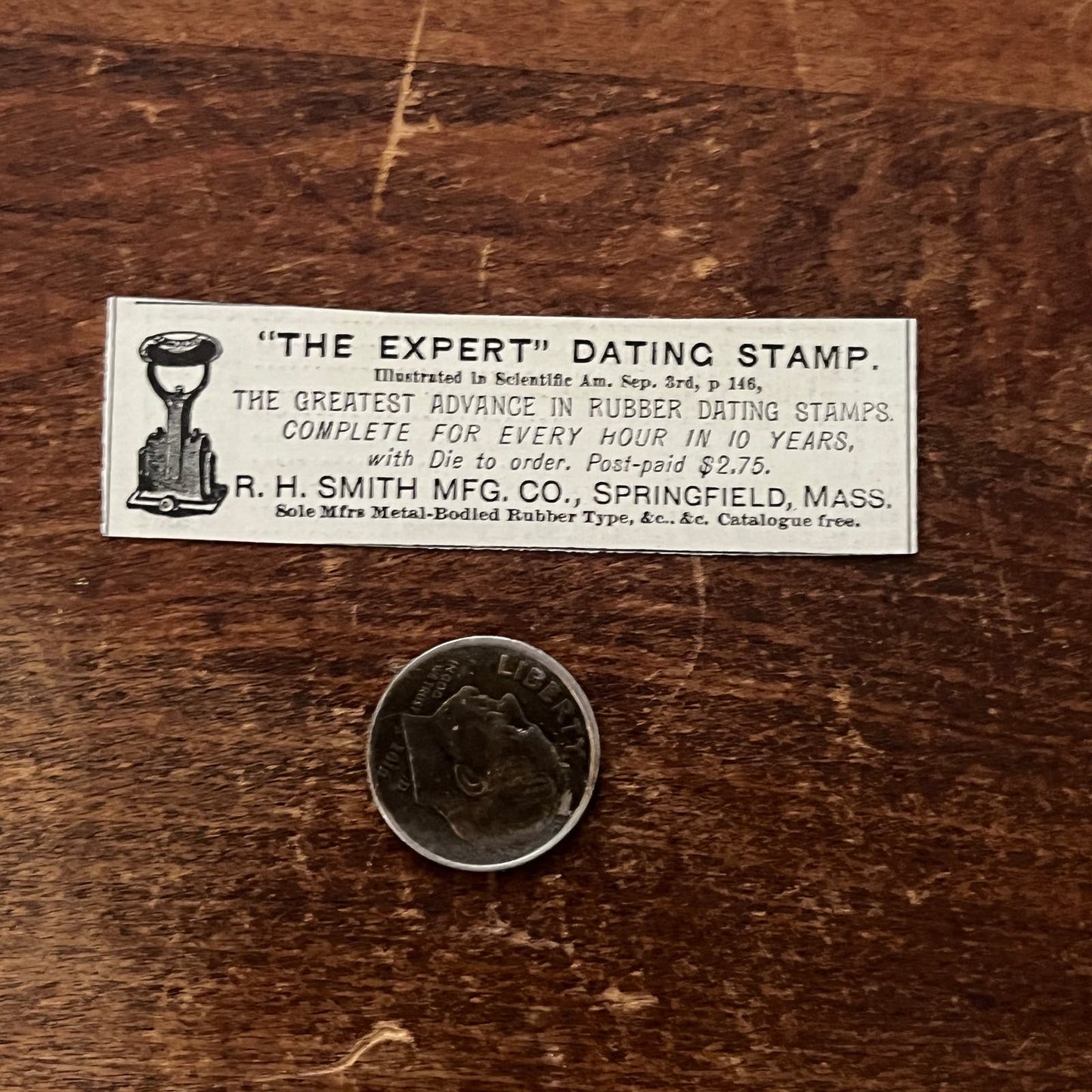 R.H. Smith Mfg Co Expert Dating Stamp Springfield Original Advertisement AD8-P29