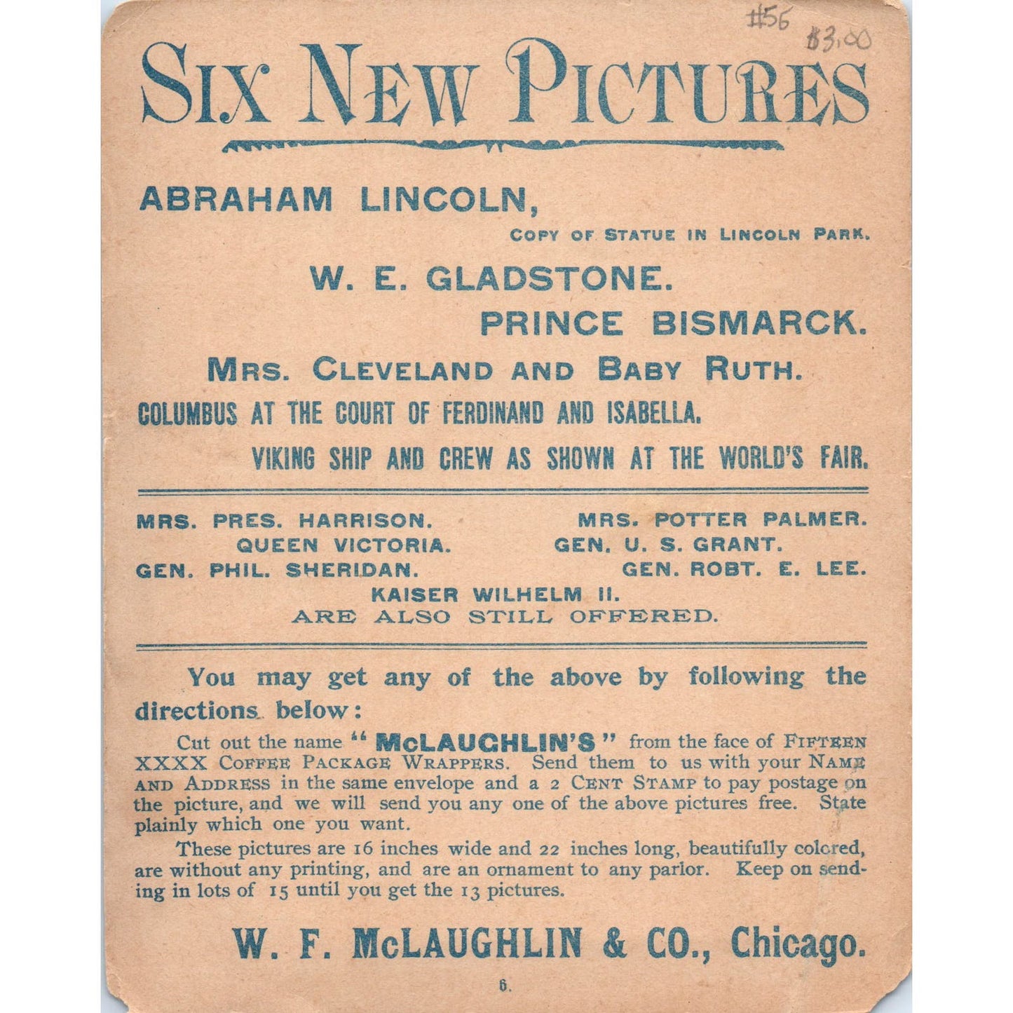 1880s Adm Gherardi Naval Review McLaughlin's Coffee Victorian Trade Card AE9-LT