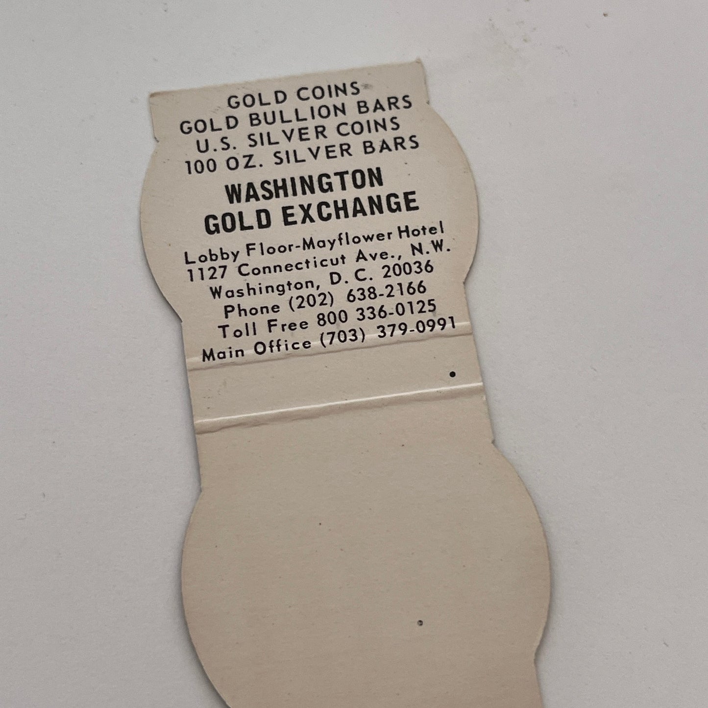 Washington Gold Exchange Washington DC Vintage Matchbook Cover MB59-2