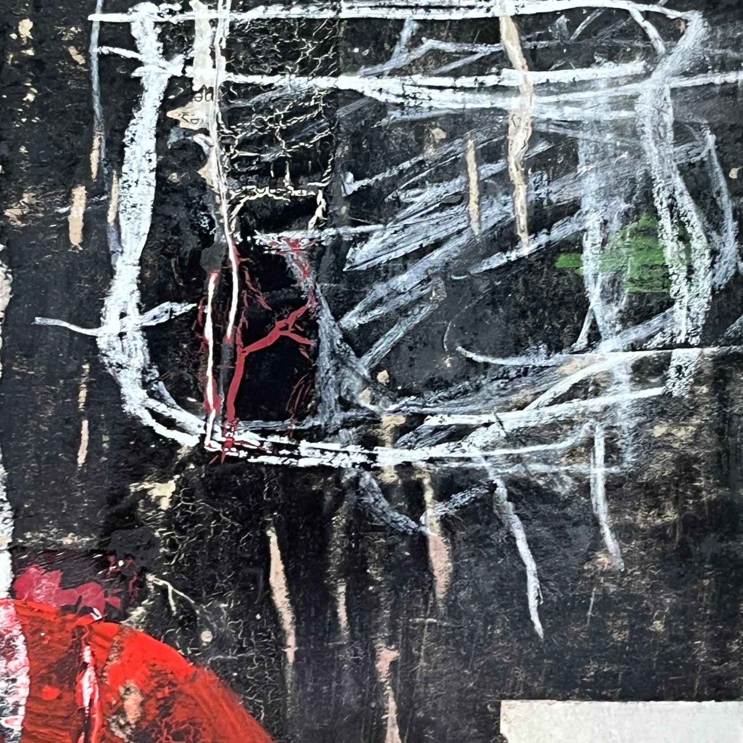 Original Minimalist Modern Art Collage Painting 8.5x11 "Amathophobia" Signed