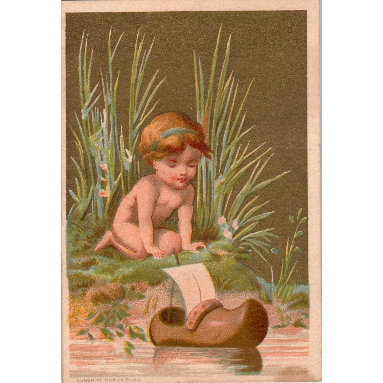 Dr. Chipman's Dyspepsia Pills Girl & Clog Sailboat c1880 Trade Card AB6-2