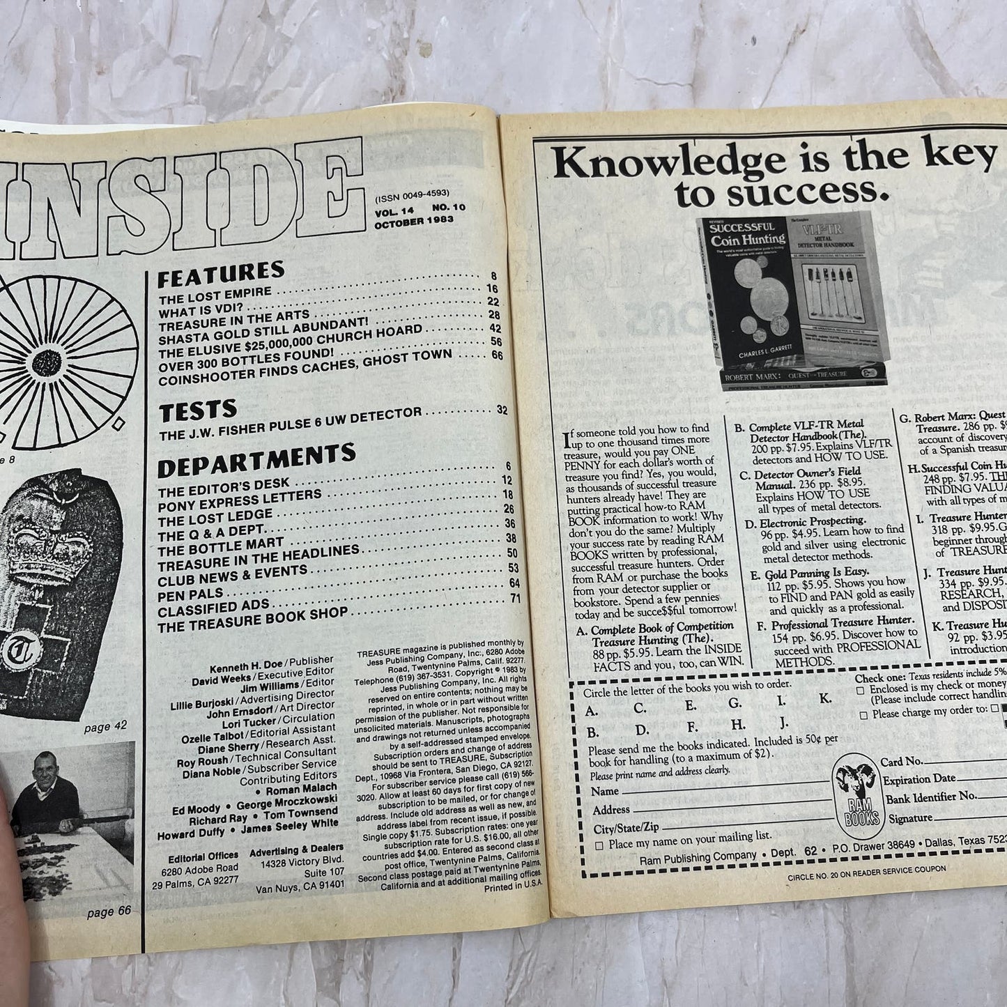 1983 Oct - Treasure Magazine - Treasure Hunting Metal Detecting Gold Coins M10